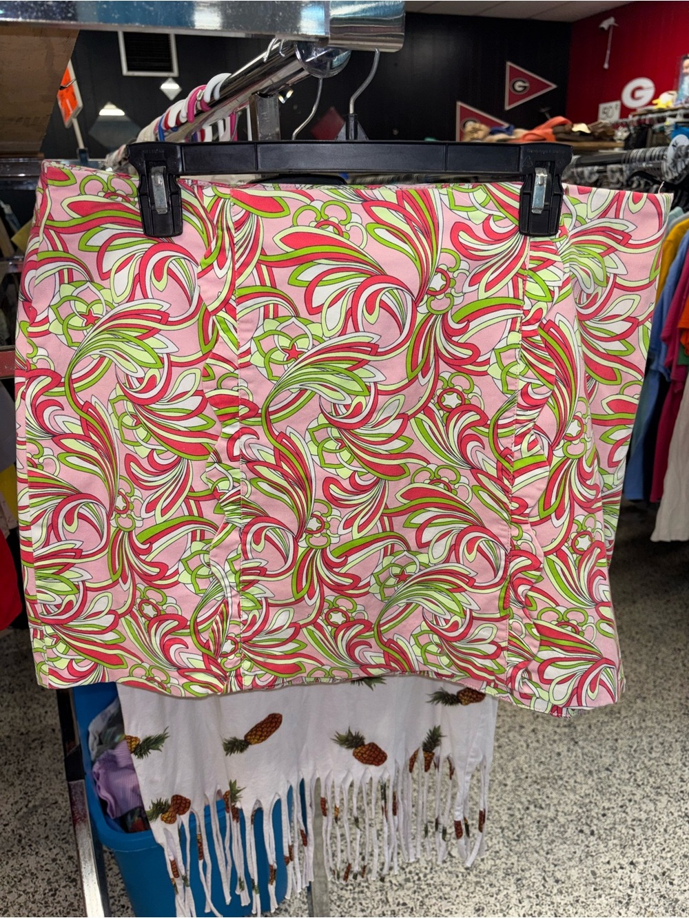 crown & ivy Pink and Lime Green Swirl Print Skirt